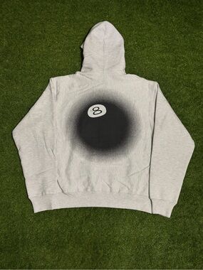 Faded 8 Ball Grey Stussy Hoodie